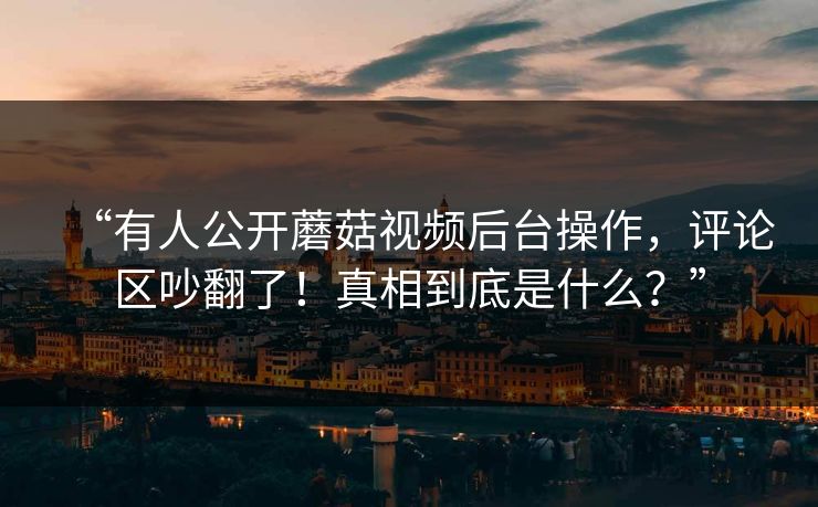 “有人公开蘑菇视频后台操作，评论区吵翻了！真相到底是什么？”