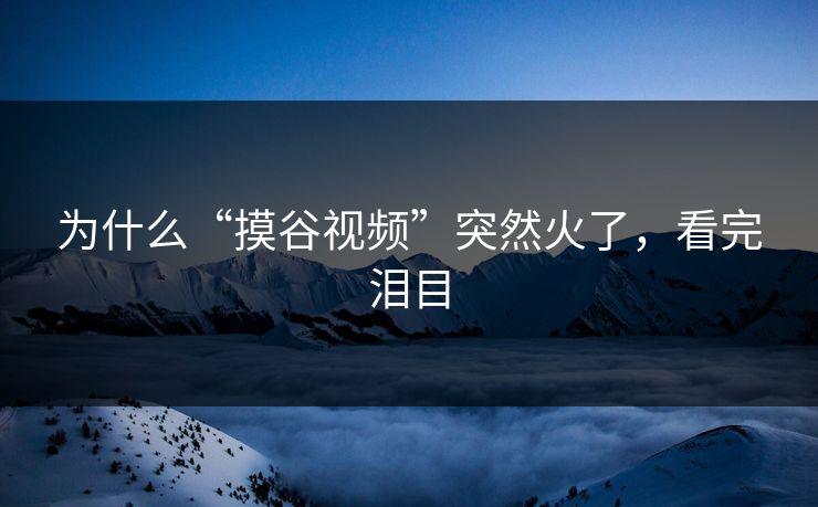 为什么“摸谷视频”突然火了，看完泪目