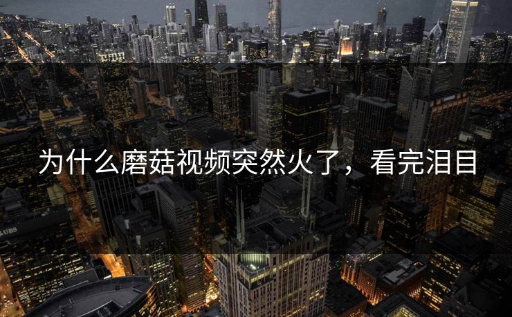 为什么磨菇视频突然火了，看完泪目
