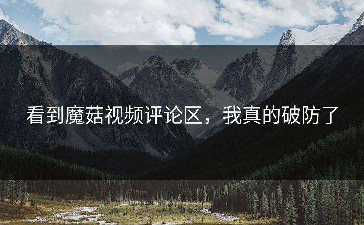 看到魔菇视频评论区，我真的破防了