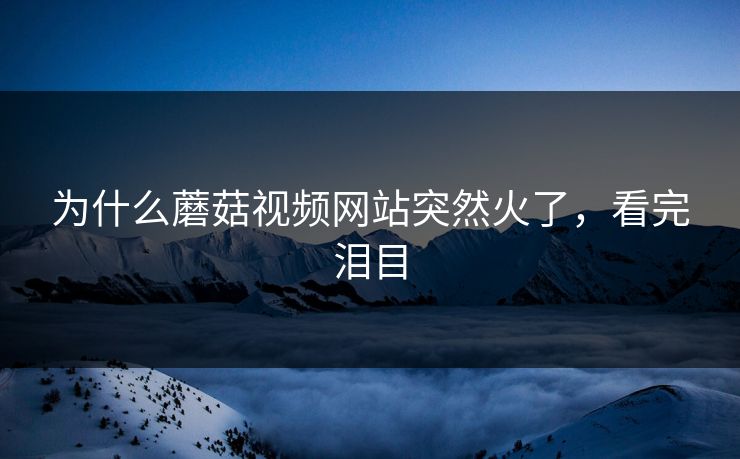 为什么蘑菇视频网站突然火了，看完泪目