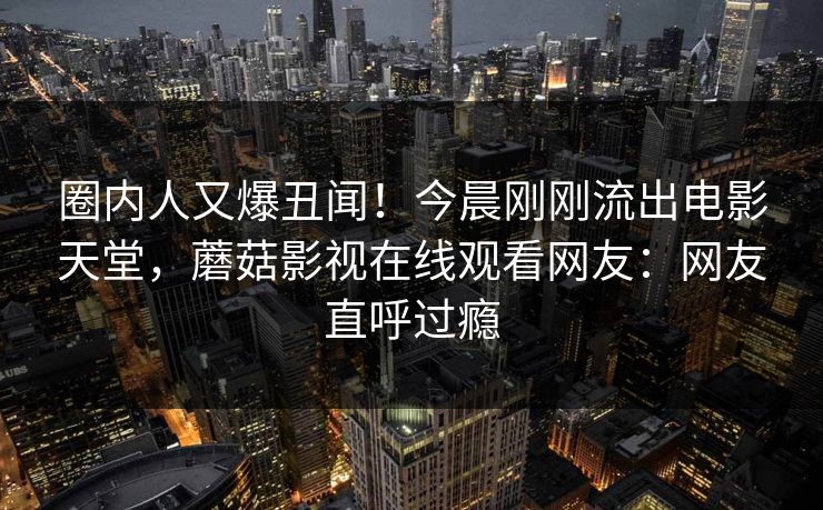 圈内人又爆丑闻！今晨刚刚流出电影天堂，蘑菇影视在线观看网友：网友直呼过瘾