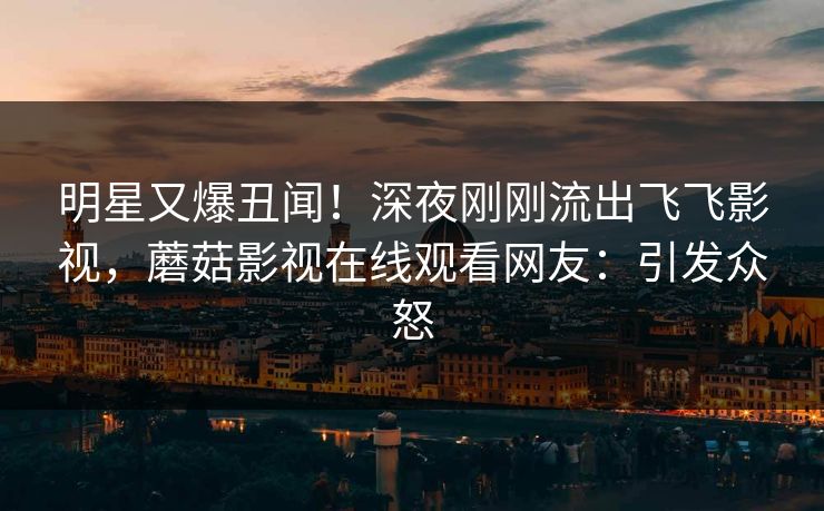 明星又爆丑闻！深夜刚刚流出飞飞影视，蘑菇影视在线观看网友：引发众怒