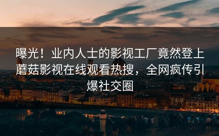 曝光！业内人士的影视工厂竟然登上蘑菇影视在线观看热搜，全网疯传引爆社交圈