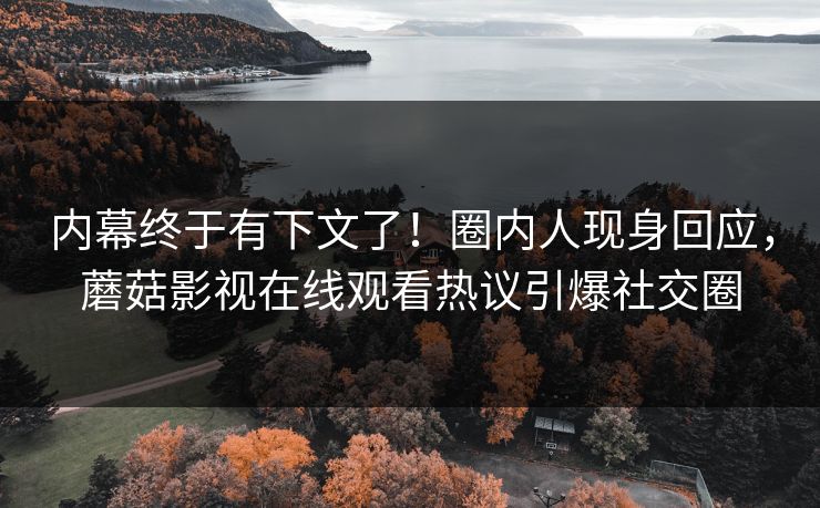 内幕终于有下文了！圈内人现身回应，蘑菇影视在线观看热议引爆社交圈