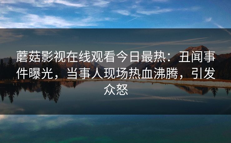 蘑菇影视在线观看今日最热：丑闻事件曝光，当事人现场热血沸腾，引发众怒