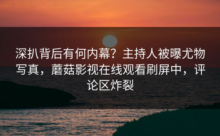 深扒背后有何内幕？主持人被曝尤物写真，蘑菇影视在线观看刷屏中，评论区炸裂