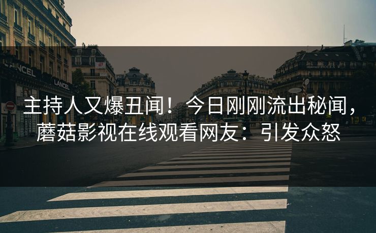 主持人又爆丑闻！今日刚刚流出秘闻，蘑菇影视在线观看网友：引发众怒
