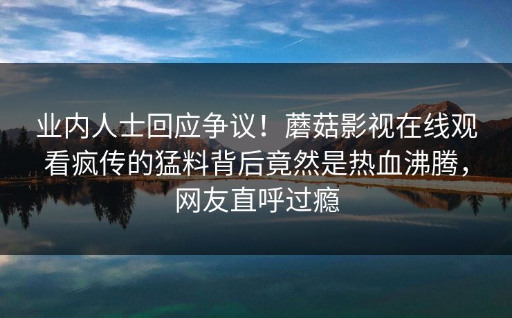 业内人士回应争议！蘑菇影视在线观看疯传的猛料背后竟然是热血沸腾，网友直呼过瘾