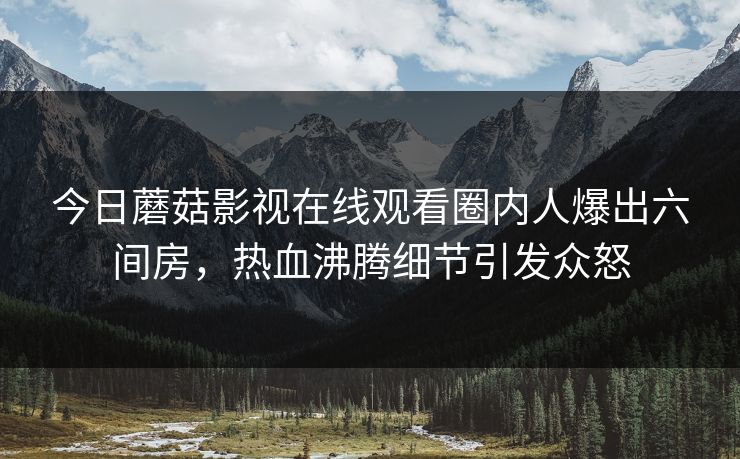 今日蘑菇影视在线观看圈内人爆出六间房，热血沸腾细节引发众怒
