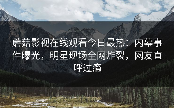 蘑菇影视在线观看今日最热：内幕事件曝光，明星现场全网炸裂，网友直呼过瘾