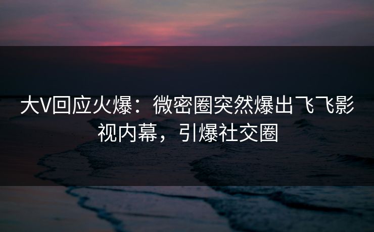 大V回应火爆：微密圈突然爆出飞飞影视内幕，引爆社交圈