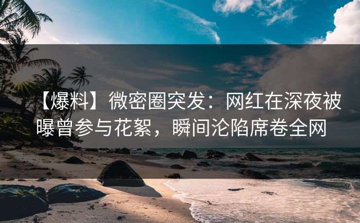 【爆料】微密圈突发：网红在深夜被曝曾参与花絮，瞬间沦陷席卷全网