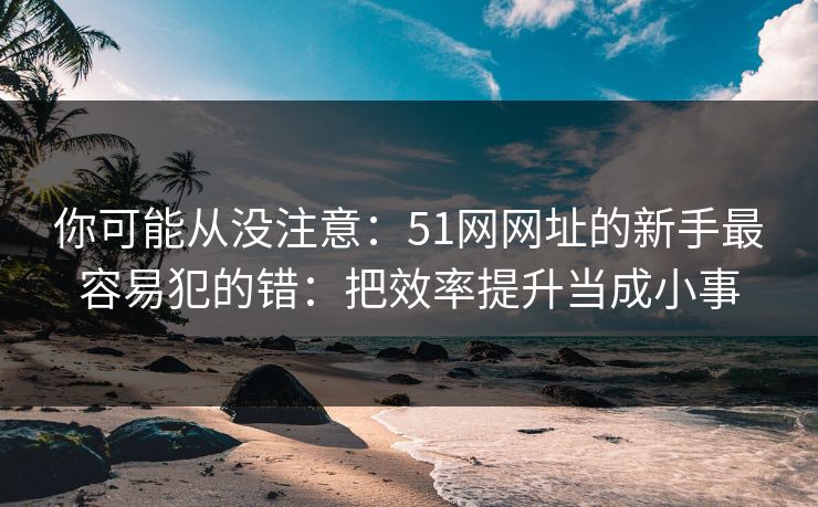 你可能从没注意：51网网址的新手最容易犯的错：把效率提升当成小事