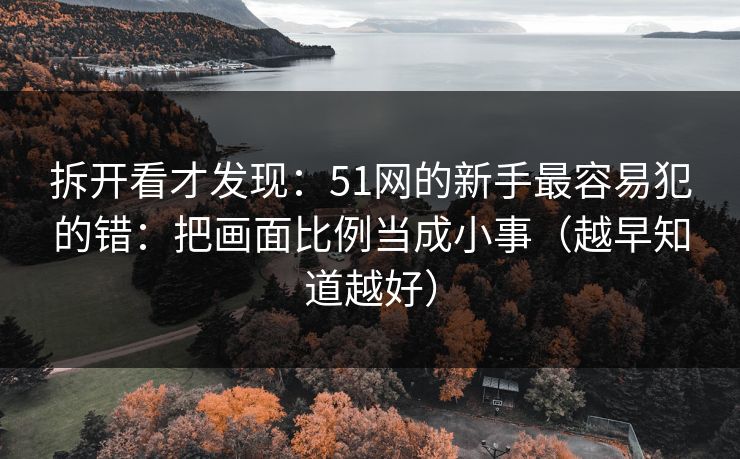 拆开看才发现：51网的新手最容易犯的错：把画面比例当成小事（越早知道越好）